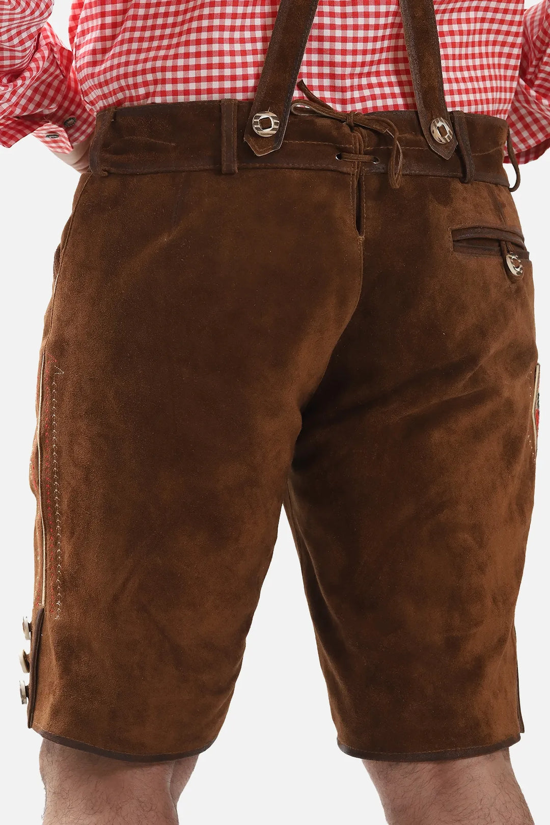Adler Embroidered Brown Lederhosen Shorts for Men
