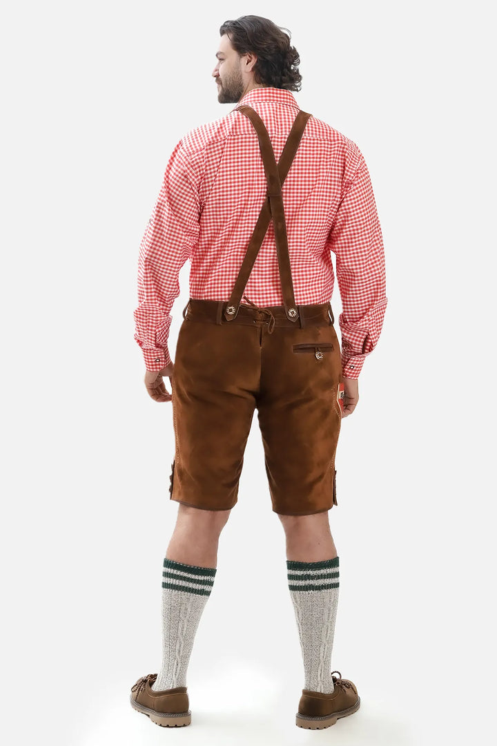 Adler Embroidered Brown Lederhosen Shorts for Men