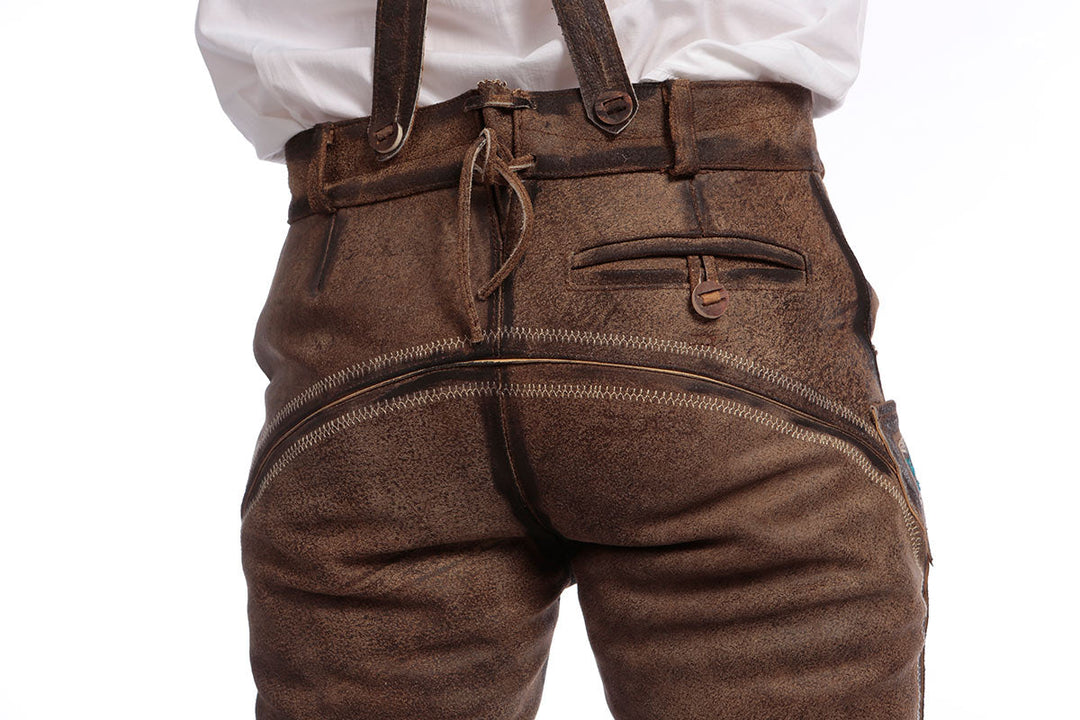 Deep Brown Knee Length Barvarian Lederhosen